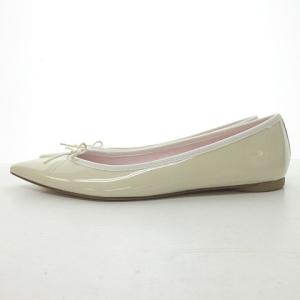 Repetto 大きいサイズ パンプス フラットシューズ エナメル レザー リボン アイボリー 42 約26cm