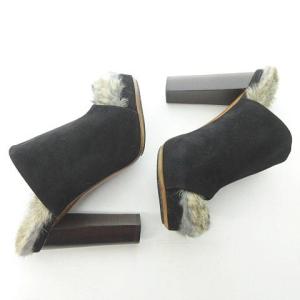 CELINE ミュールサンダル ラビットファー ヌバック 35.5 ブラック