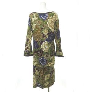 KENZO シルク混 ヴィンテージ オールド セットアップ 花柄 フラワー 派手 スカート マルチカラー 38