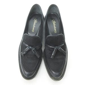 GalaabenD タッセル ローファー レザー シューズ ハラコ 革靴 ダークネイビー L 約28cm