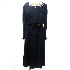 CHANEL ヴィンテージ ココマーク 金ボタン ロング ワンピース ネイビー