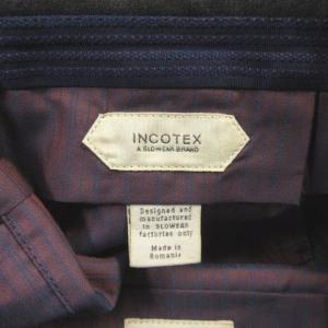 INCOTEX 美品 パンツ スラックス SUPER100S ウール スリムフィット センタープレス ダブル 1NT035 グレー 46 約S
