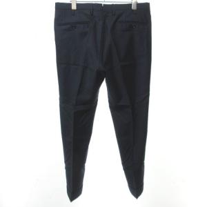 INCOTEX 美品 パンツ スラックス SUPER100S スリムフィット センタープレス ダブル 1NT035 ネイビー 48 約M 0508