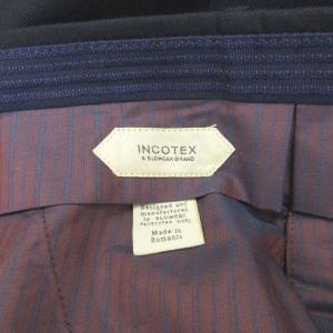 INCOTEX 美品 パンツ スラックス SUPER100S スリムフィット センタープレス ダブル 1NT035 ネイビー 48 約M 0508