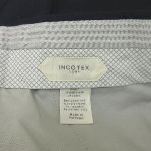 INCOTEX 美品 モヘヤ混 パンツ スラックス センタープレス ダブル 1AT030 ネイビー 48 約M 0508