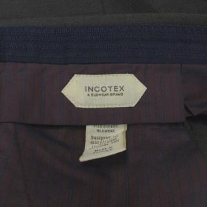 INCOTEX 美品 パンツ スラックス SUPER130S ウール センタープレス スリムフィット ダブル 1NT035 グレー 灰 46