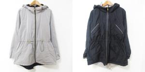 パーカー ジップ リバーシブル ロゴ 刺繍 ナイロン グレー ネイビー 40
