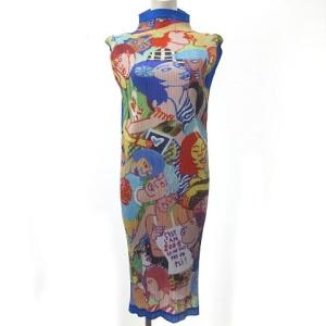イッセイミヤケ GRAFFITI ART 2001年 ワンピース ノースリーブ プリーツ 