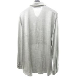 ETRO シルクプリーツ長袖ポロシャツ 2XL グレー