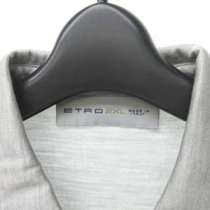 ETRO シルクプリーツ長袖ポロシャツ 2XL グレー