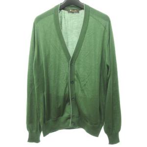 ニット カーディガン カシミヤ シルク混 緑 グリーン 52