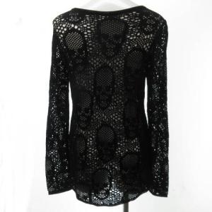 lucien pellat finet スカル カギ編みニット ロングスリーブカットソー イタリア製 グランジ 長袖 黒 ブラック S