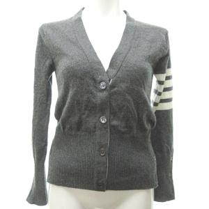 近年モデル カシミヤ クラシック Vネック カーディガン 長袖 グレー 40