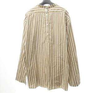 OLD JOE EXCLUSIVE BACK-PLACKET BAND COLLER バンドカラー ストライプ シャツ 長袖 茶 ブラウン
