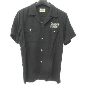 RUDE GALLERY 15SS BLACKREBEL バックロゴ チェーン刺繍 ボウリングシャツ 半袖 ブラック