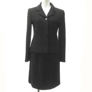 98C ツイード セットアップ スカートスーツ ココマーク コットン ブラック