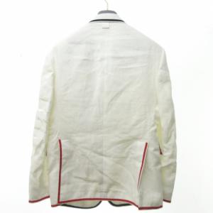 THOM BROWNE 美品 金ボタン ブレザー シングル スーツ 上下 側章 トリコロール スラックス セットアップ 白 ホワイト 50