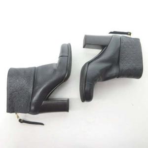 LOUIS VUITTON ショートブーツ モノグラム アンプラント 37.5 ネイビー