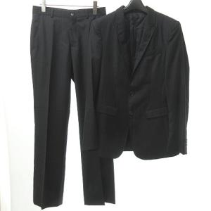 スーツ セットアップ 2B ストライプ フォーマル イタリア製 センタープレス 黒 ブラック 44