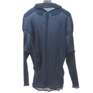 me ISSEY MIYAKE プリーツ ボタン シャツ ブラウス カットソー 紺 ネイビー