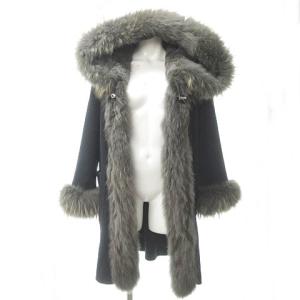 レッキス × ラクーン ファー リバーシブル コート ジャケット 黒 ブラック グレー