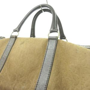 Christian Dior オールド ヴィンテージ トロッター エンボス ヌバック レザー ボストンバッグ ロゴ ブラウン