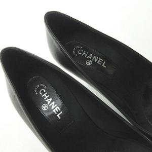 CHANEL ココマーク リボン パンプス 黒 34 1/2