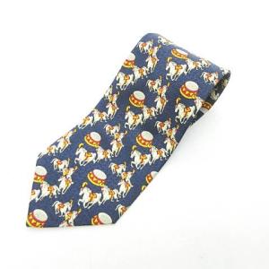 GENTLEMAN 総柄 ネクタイ レギュラータイ ダービータイ シルク イタリア製 白馬柄 紺 ネイビー 1014