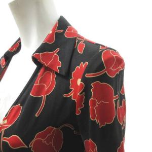 DIANE von FURSTENBERG ヴィンテージ ラップ ワンピース 膝丈 シルク 花柄 0 XS ブラック レッド