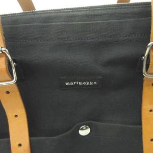 marimekko エップ EPPU レザー × キャンバス リュックサック デイパック バックパック 2WAY 黒 ブラック