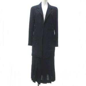 CHANEL ヴィンテージ セットアップ ロングプリーツスカート ジャケット ココマーク 金ボタン 36 ネイビー