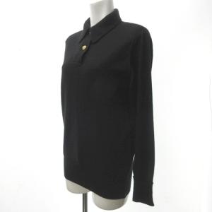 CHANEL ヴィンテージ ココマーク ニットポロシャツ 36 ブラック