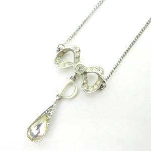 ネックレス チェーン リボン ロゴ シルバー ジルコニア 約45cm WY 1024