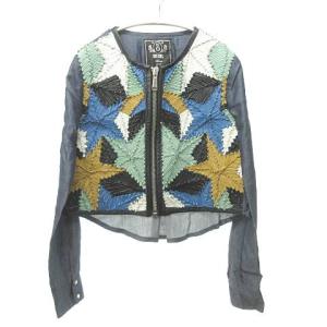 未使用品 国内正規品 L-CIGNO JACKET ノーカラー ジャケット 切替 マルチ ネイビー