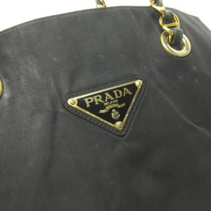 PRADA ヴィンテージ ナイロン トートバッグ チェーン ブラック ゴールド