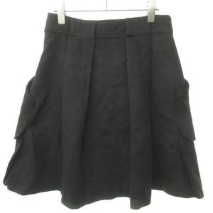 EMPORIO ARMANI ウール膝丈フレアスカート 40 ブラック