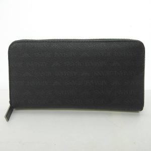EMPORIO ARMANI 長財布 ロングウォレット ラウンドシップ イーグルロゴ レザー 黒 ブラック 1105
