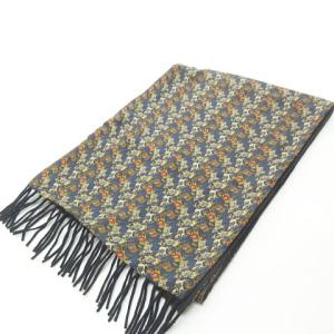 Salvatore Ferragamo カシミヤ×シルク 馬柄 マフラー ショール ストール 総柄 紺 ネイビー ベージュ 