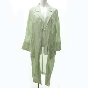 19SS ロング カーディガン 長袖 リネン ライトグリーン 36 1117