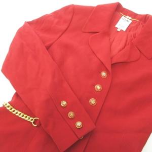 ヴィンテージ セットアップスーツ 金ボタン チェーン 40 赤