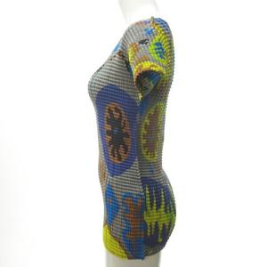 ISSEY MIYAKE プリーツ プリント カットソー 総柄 M グレー IM84-F671