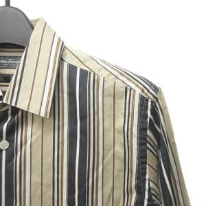 Salvatore Ferragamo ストライプ長袖シャツ ブラウン