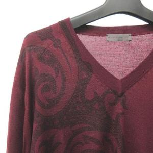 ETRO ニット セーター シルク・カシミア混 Vネック ペイズリー柄 ボルドー XL 1204
