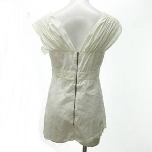 PRADA 国内正規 ノースリーブブラウス シャツ リボン ストレッチ 40 ホワイト 1208 ECR12