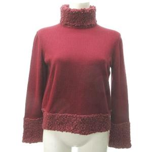 カットソー 長袖 タートルネック ブークレ ウール シルク混 赤 ボルドー 40 国内正規品 1216 ECR12