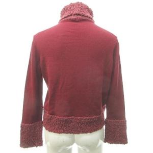 Christian Dior カットソー 長袖 タートルネック ブークレ ウール シルク混 赤 ボルドー 40 国内正規品 1216 ECR12