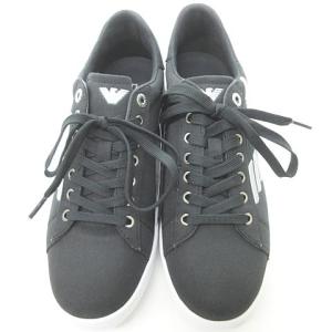 EMPORIO ARMANI EA7 キャンバス スニーカー ロゴ UK8 27cm位 ブラック 1218