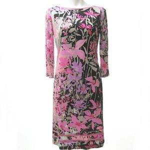 FASHION フラワー プリント ワンピース ブラック ピンク