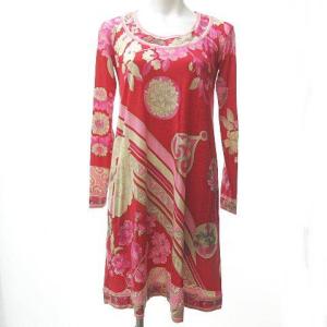 LEONARD FASHION 美品 ワンピース チュニック ジオメトリック 花柄 牡丹 国内正規品 ピンク レッド