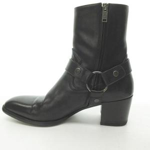 SAINT LAURENT PARIS ワイアット ハーネス リング ブーツ ロングブーツ レザー ブラック